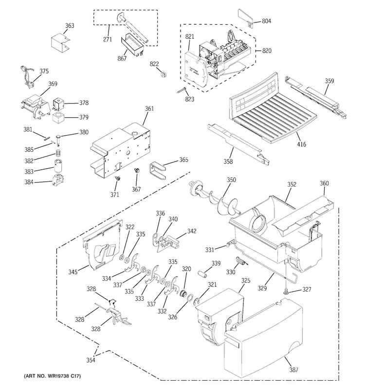 Ice Maker & Dispenser Diagram and Parts List for GSS20GSDBSS  General Electric Refrigerator