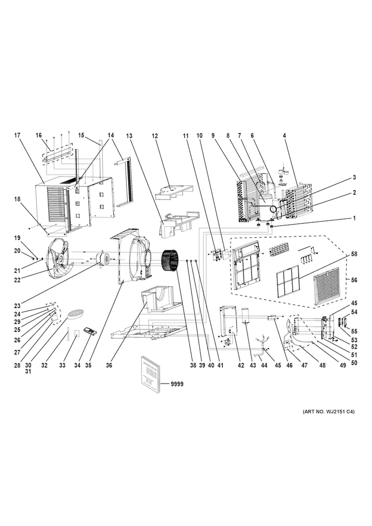 Room Air Conditioner Diagram and Parts List for AEC10AWL1  General Electric Air Conditioner