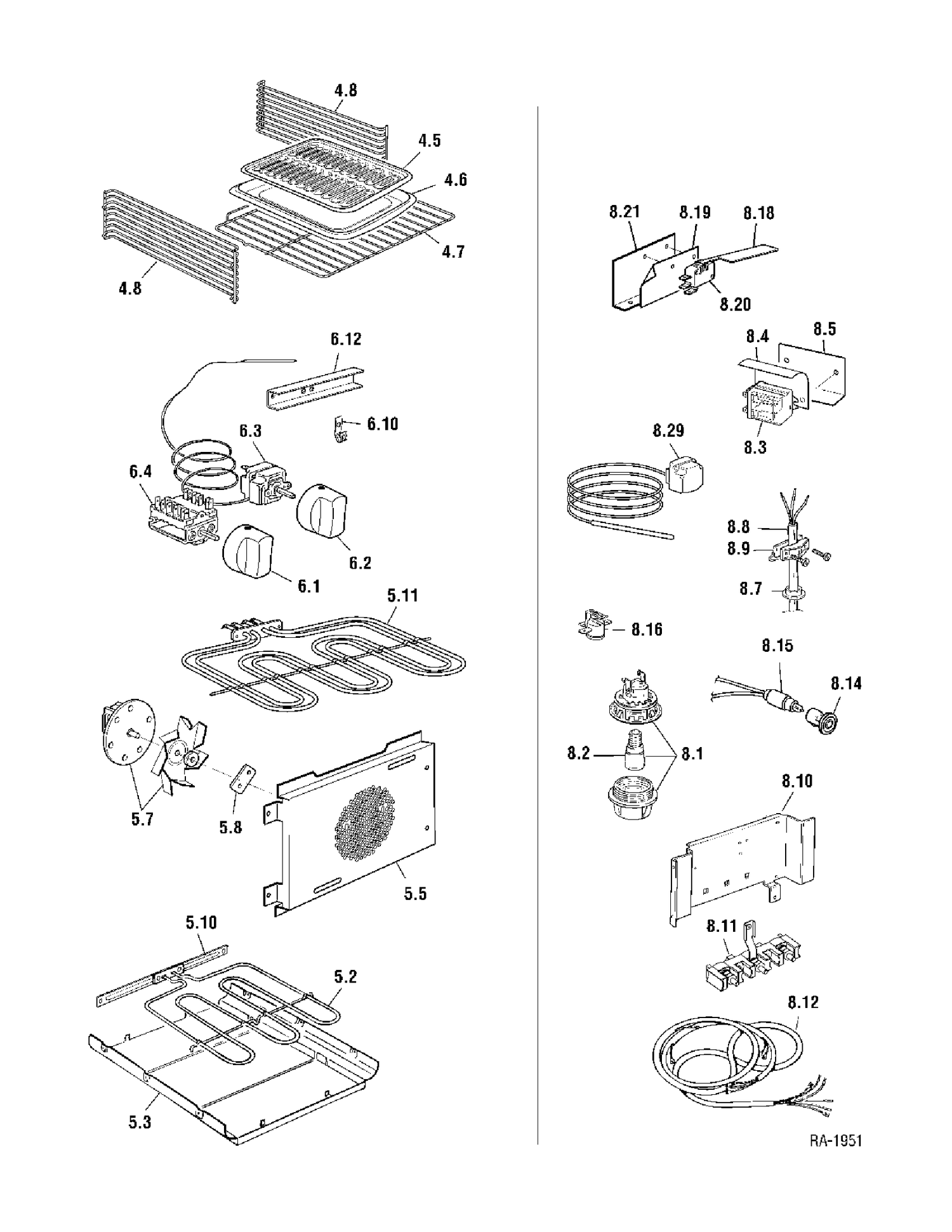 ELECTRICAL CONTROLS AND OVEN PARTS Diagram and Parts List for CBIGE24K1BB  General Electric Range