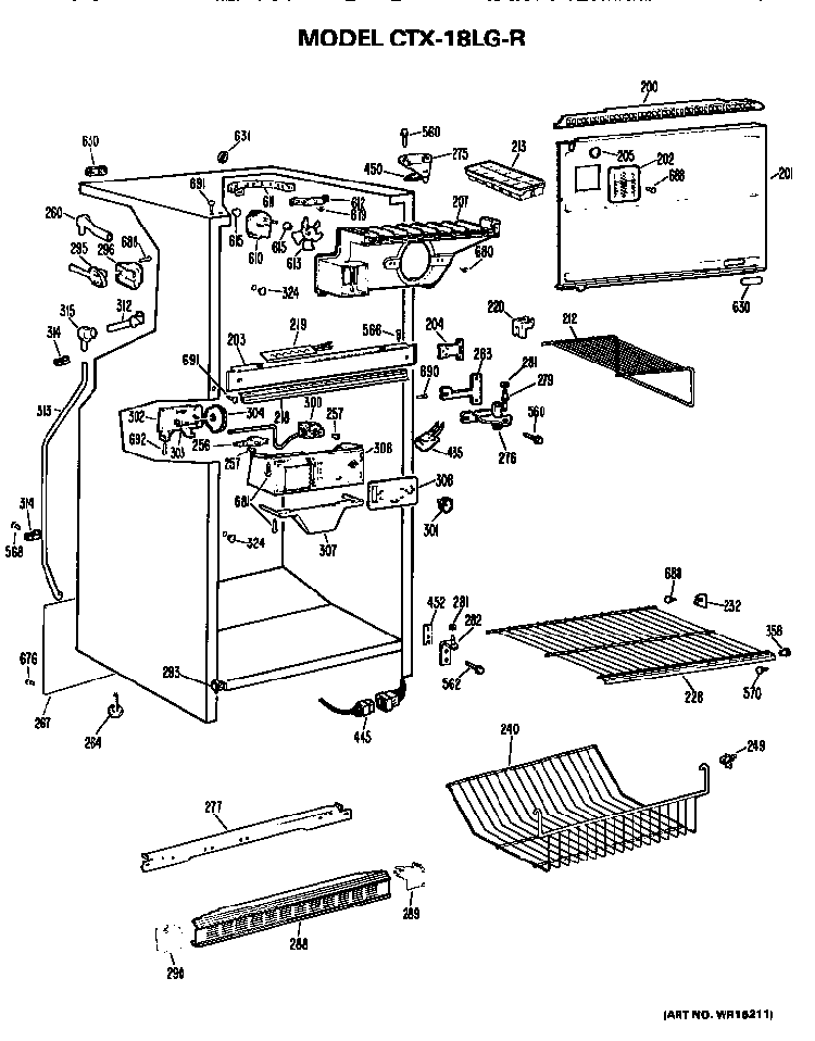 Cabinet Parts Diagram and Parts List for CTX18LGR  Hotpoint Refrigerator