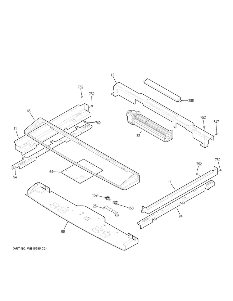 Cooling Fan Diagram and Parts List for PS950EF3ES  General Electric Range