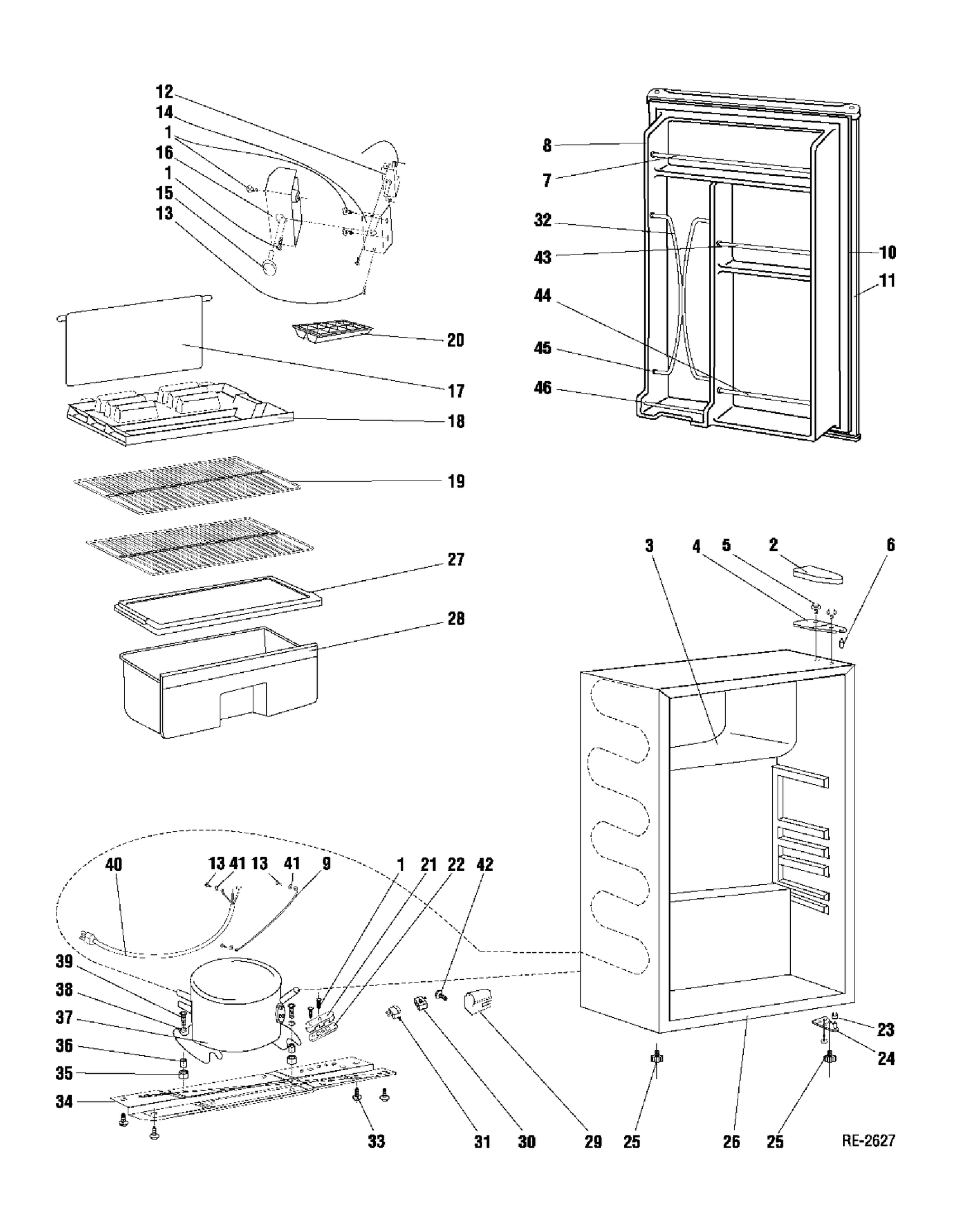 REFRIGERATOR ALL PARTS Diagram and Parts List for GMR04BANBCB  General Electric Refrigerator