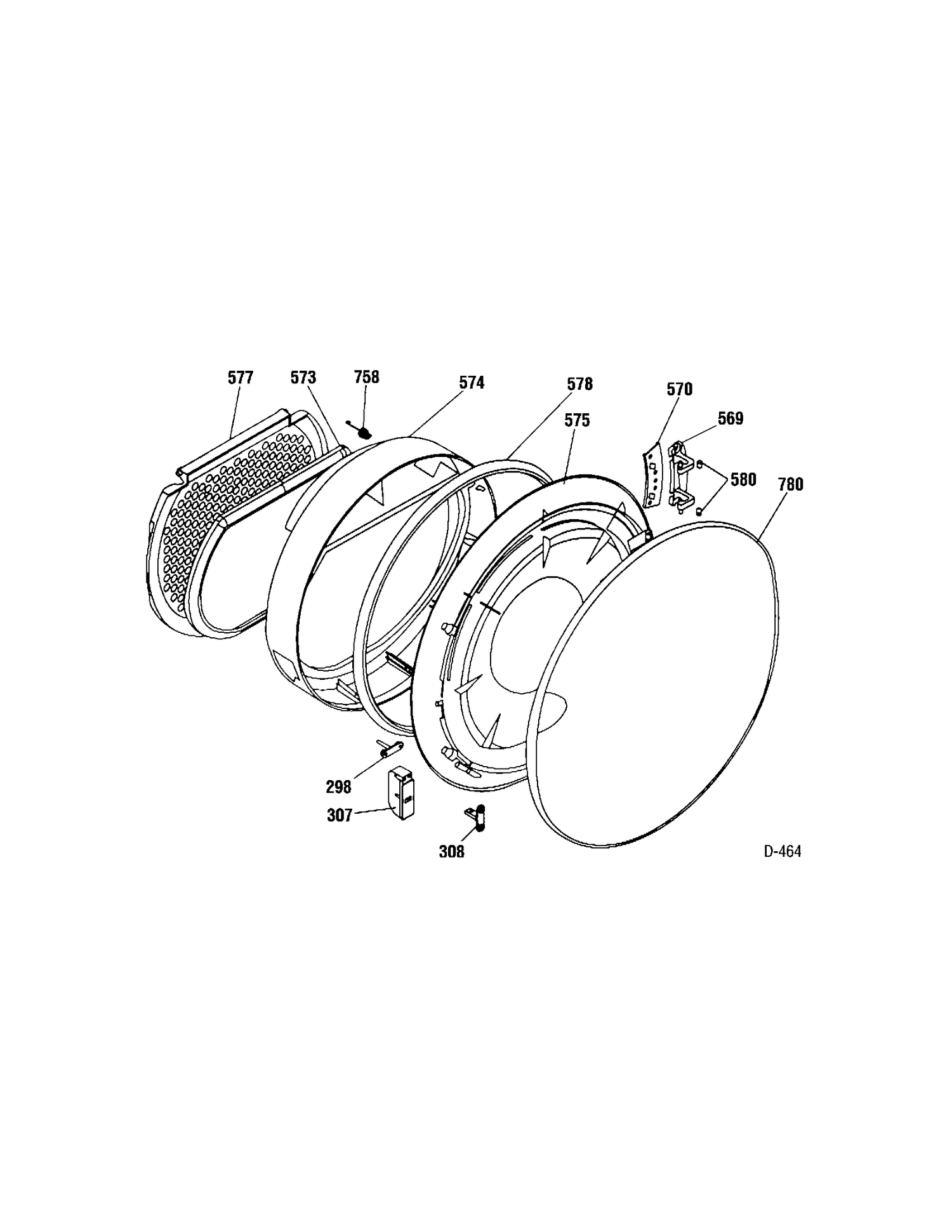 DOOR Diagram and Parts List for RCKH315EH0WW  General Electric Dryer