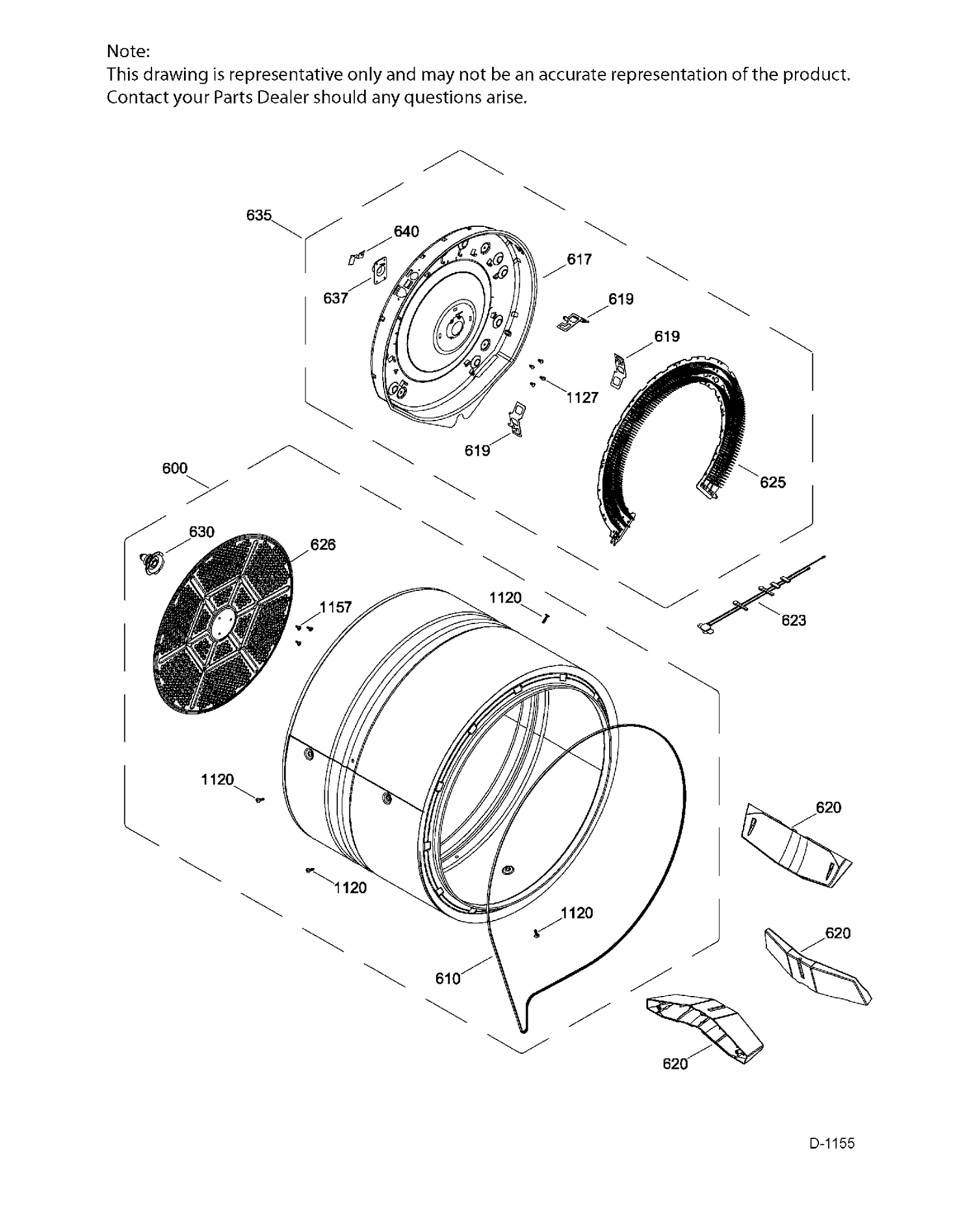 DRUM ASM Diagram and Parts List for MTMX050EF5WW  General Electric Dryer