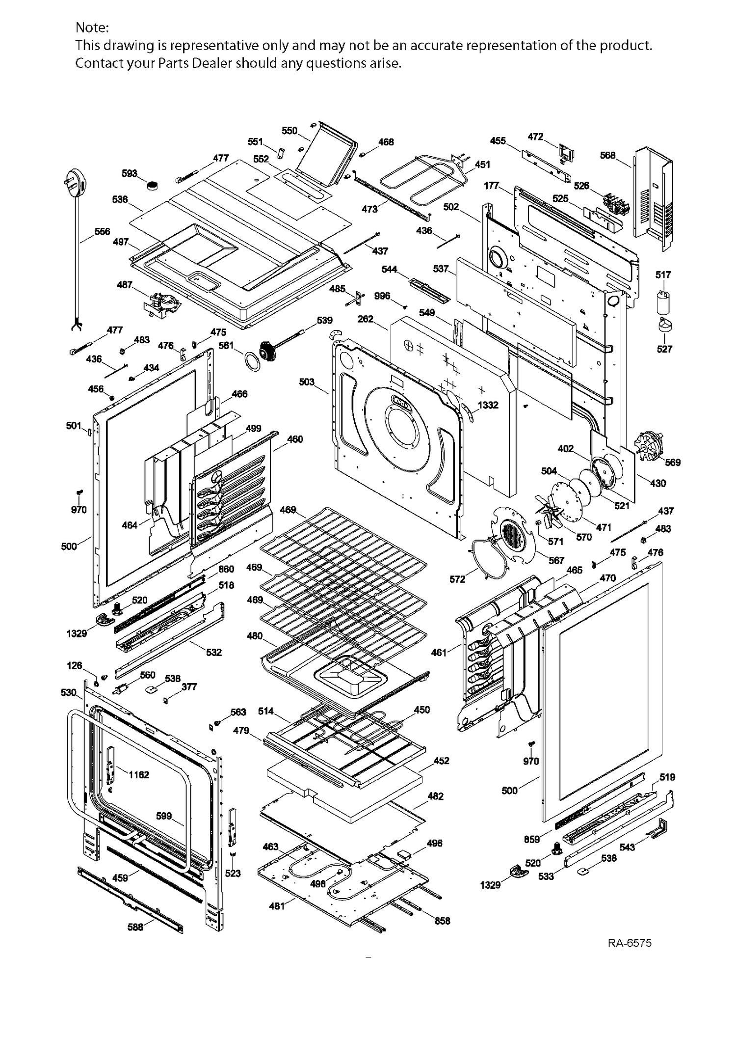 BODY Diagram and Parts List for P2S968DER3BB  General Electric Range