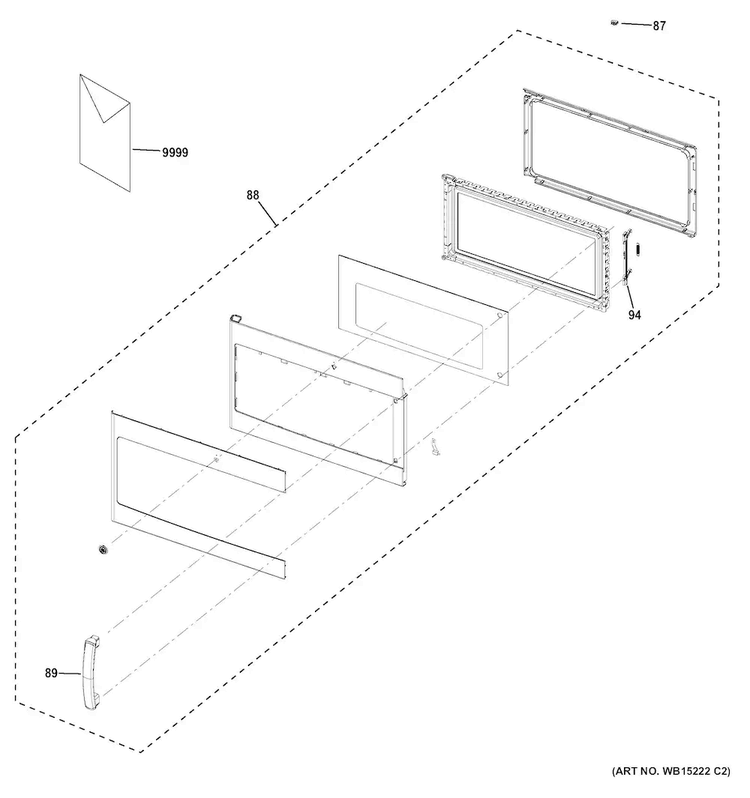 Door Parts Diagram and Parts List for DVM7195EK1ES  General Electric Microwave