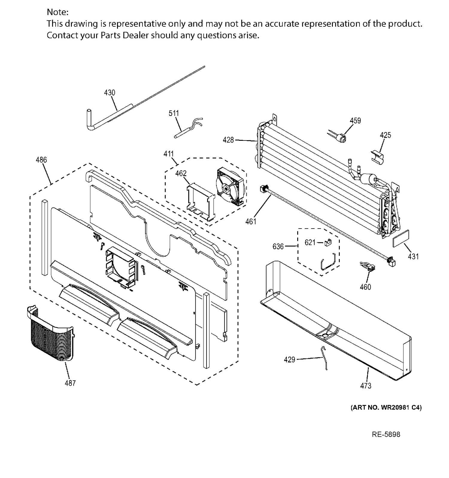 FZ SECTION Diagram and Parts List for PWE23KMDCES  General Electric Refrigerator