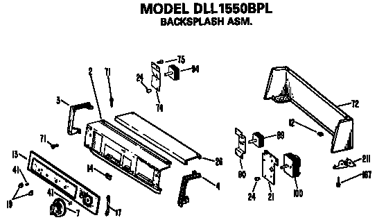 Backsplash Dll1550bpl Only Diagram and Parts List for DLL1550BPL  Hotpoint Dryer