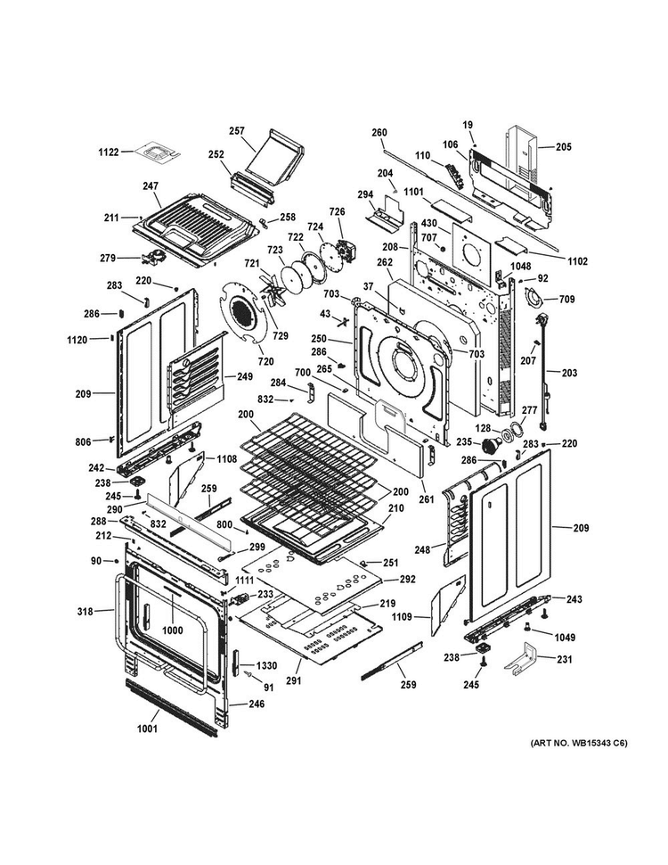 Body Parts Diagram and Parts List for JGS750DEF6BB  General Electric Range