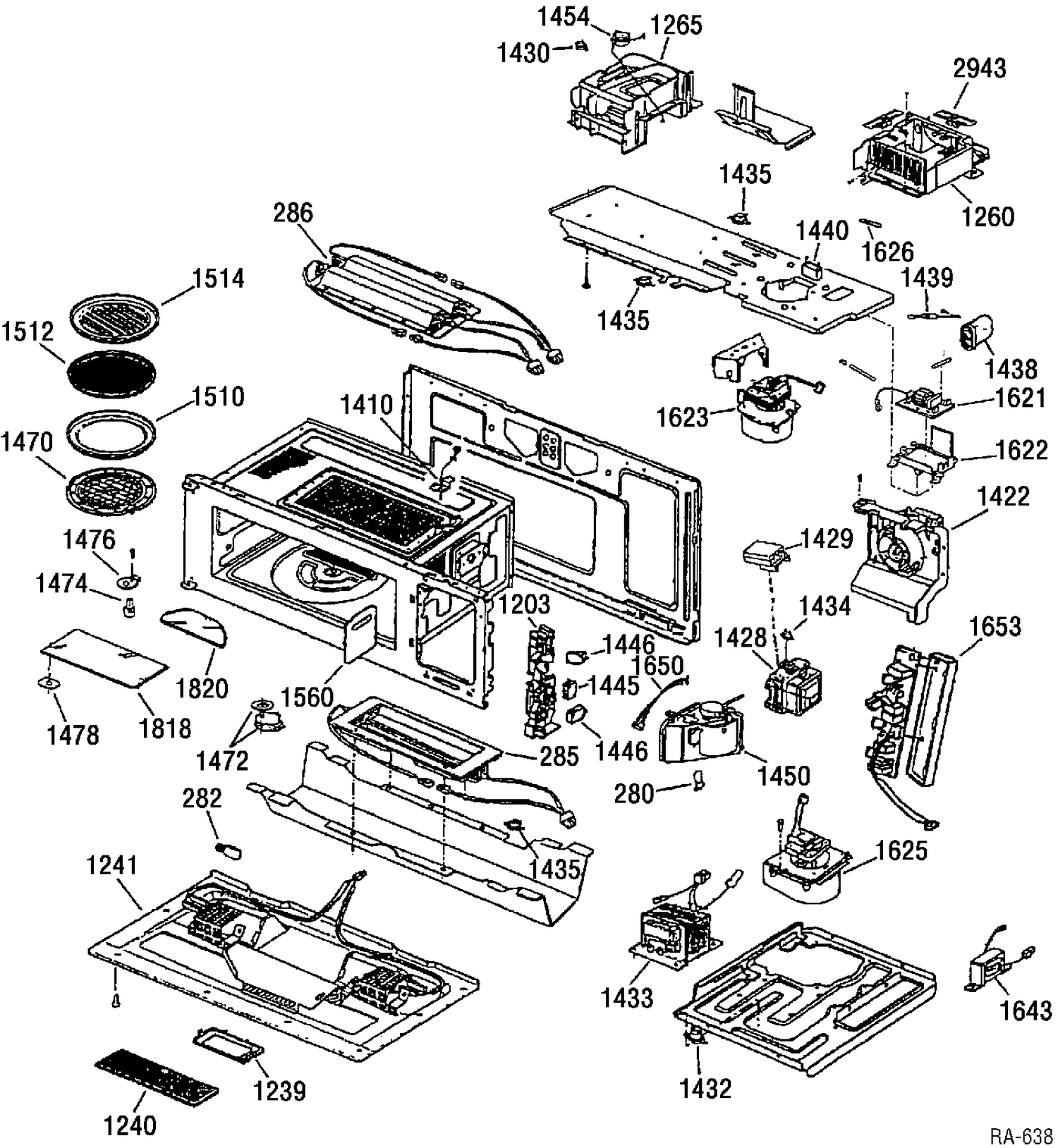 BODY PARTS Diagram and Parts List for SCA2001BSSC03  General Electric Microwave