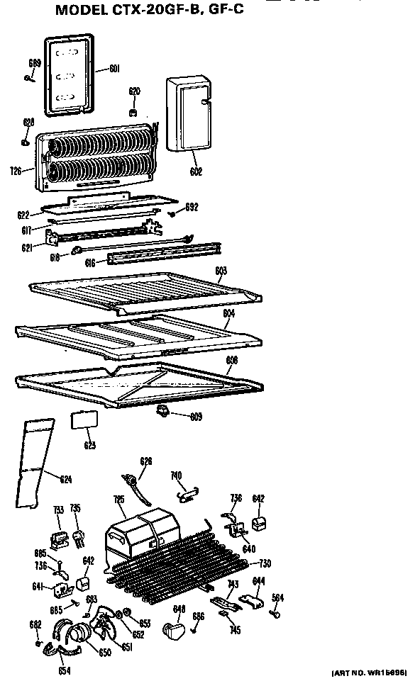 Unit Parts Diagram and Parts List for CTX20GFC  Hotpoint Refrigerator