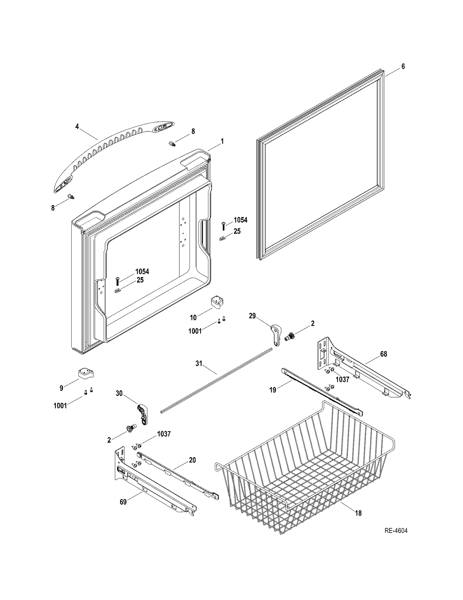 FZ DOOR Diagram and Parts List for PDRF0MBYCRBB  General Electric Refrigerator