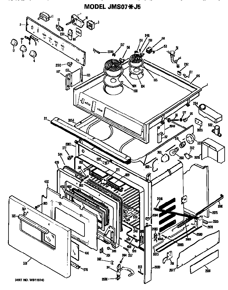 Replacement Parts Diagram and Parts List for JMS07J5  General Electric Range