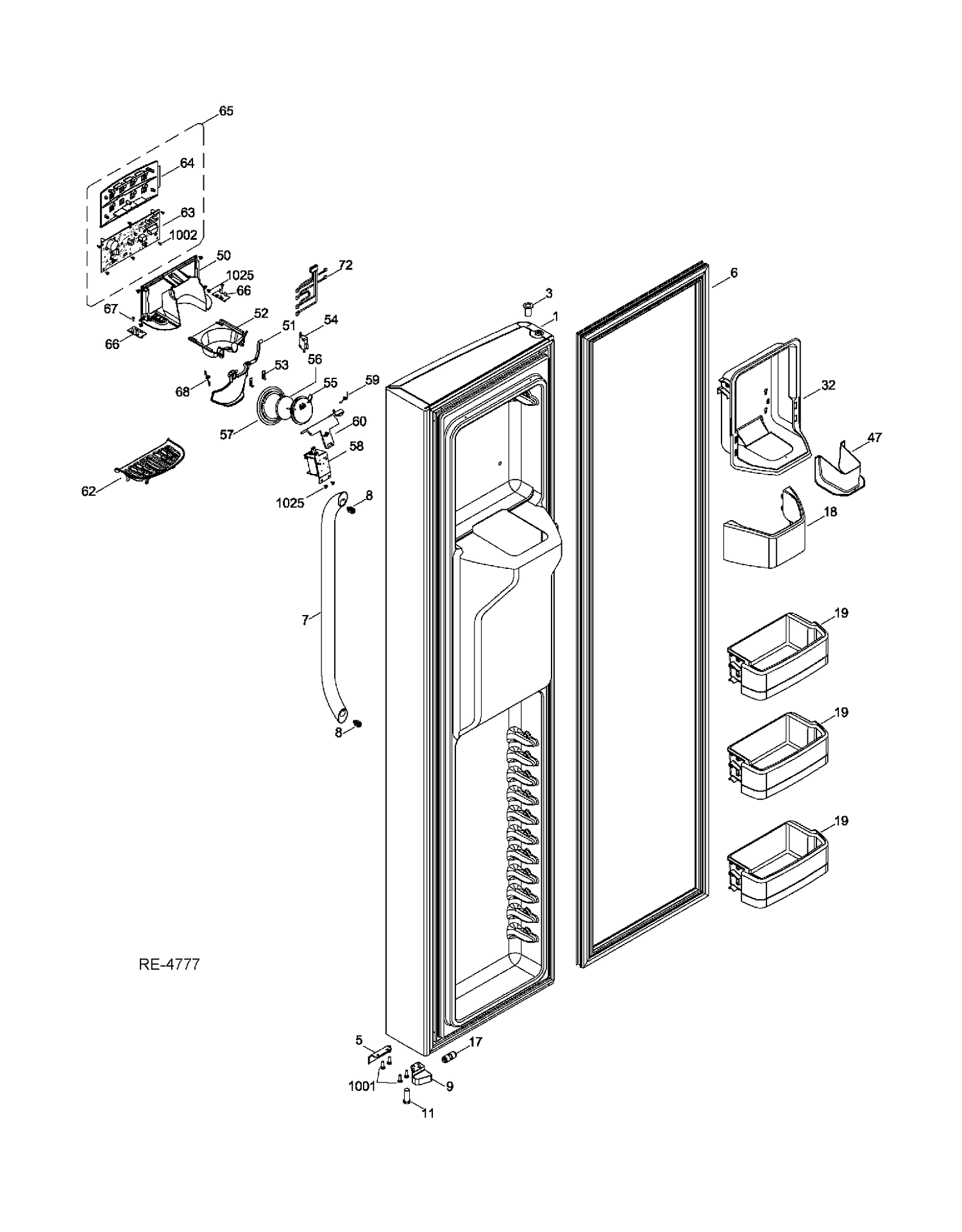FZ DOOR Diagram and Parts List for GSHS9NGYBCSS  General Electric Refrigerator