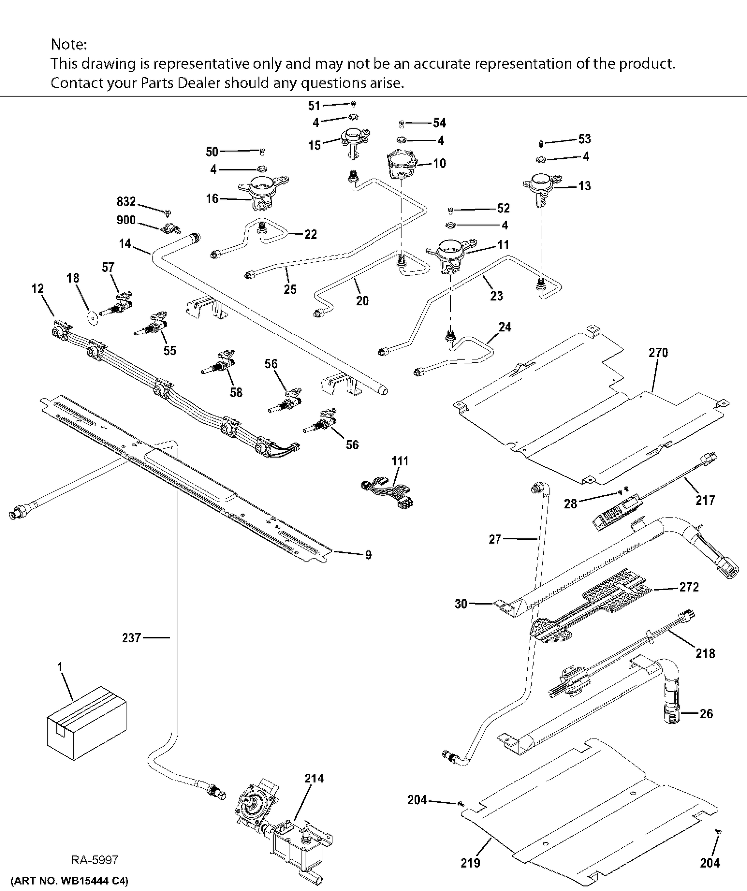 GAS & BURNER PARTS Diagram and Parts List for JCGB660DEJ2WW  General Electric Range
