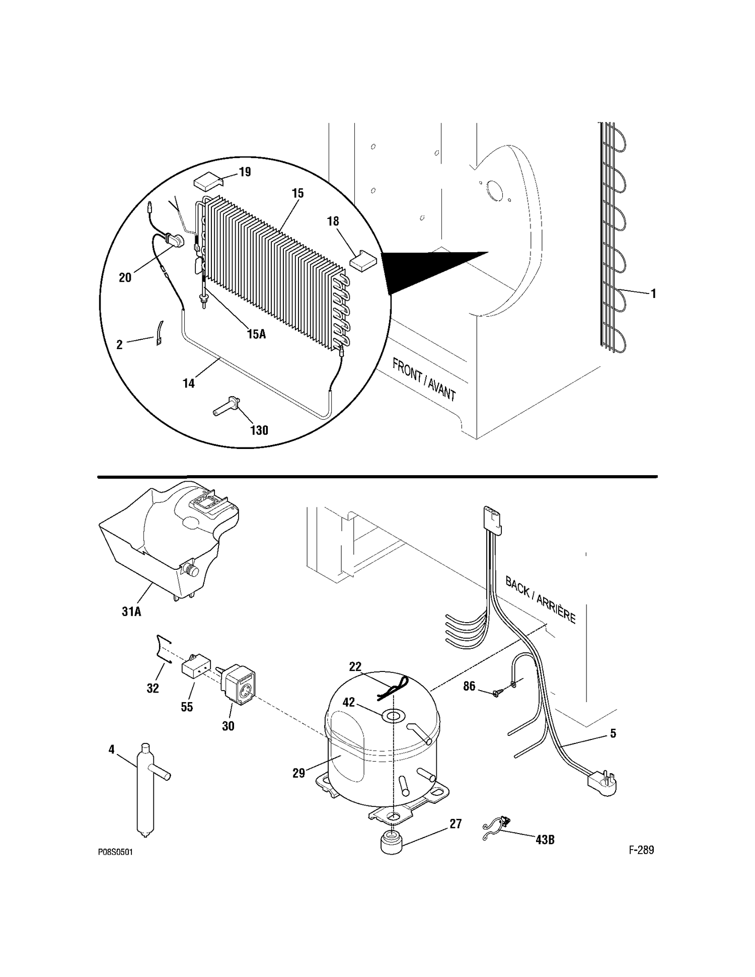 SYSTEM PARTS Diagram and Parts List for FUF14SVBRWW  General Electric Freezer