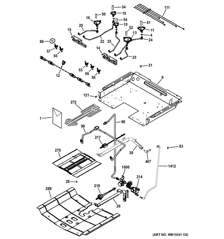 Gas & Burner Parts Diagram and Parts List for JGS750SEF4SS  General Electric Range