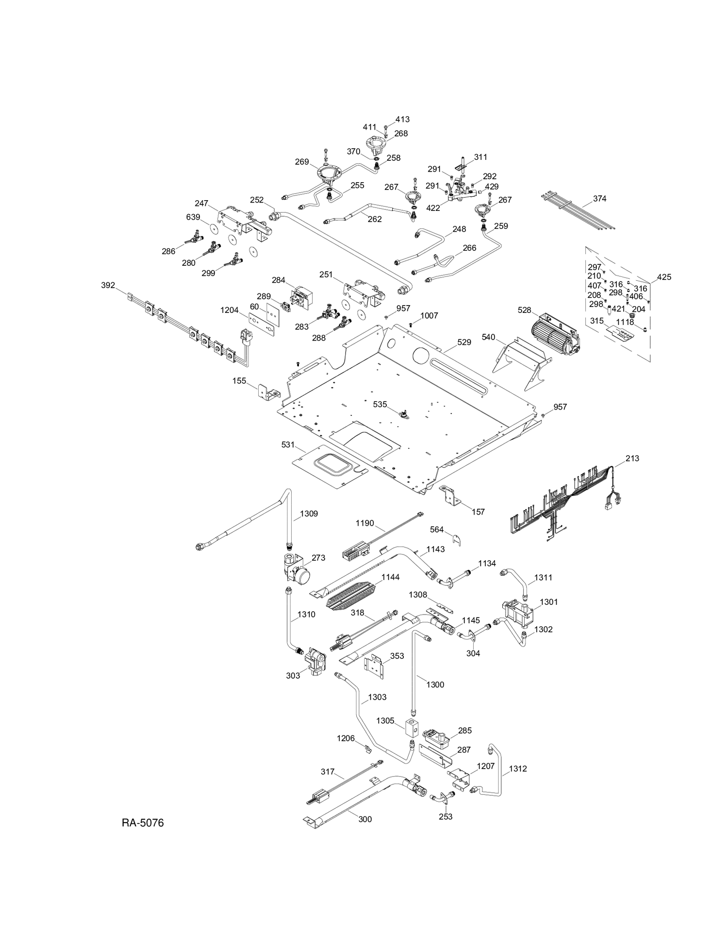 GAS & BURNER PARTS Diagram and Parts List for CCGS990SET2SS  General Electric Range
