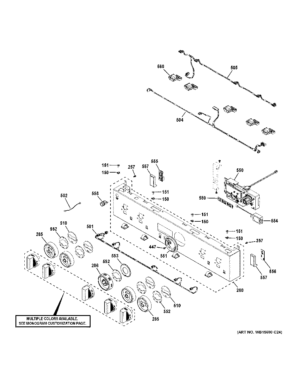 Control Panel Diagram and Parts List for ZGP304NT1SS  General Electric Range