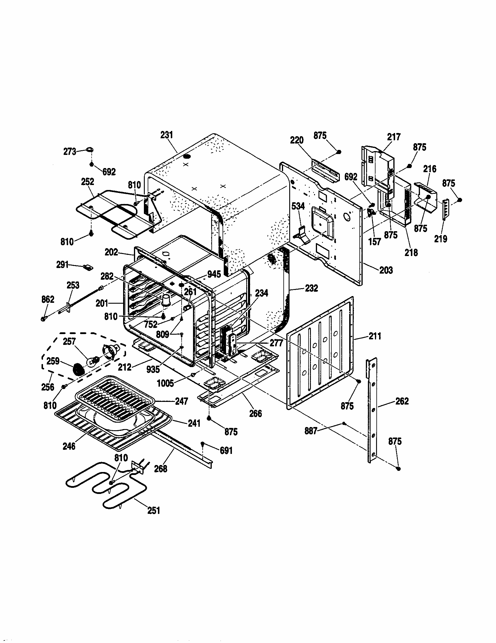 Body Diagram and Parts List for 91147604100  Kenmore Wall Oven