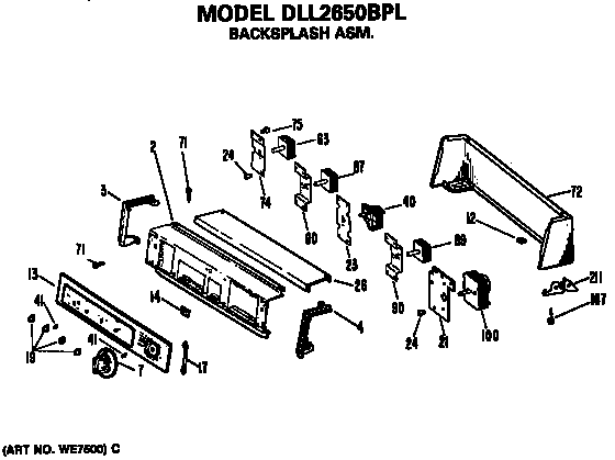 Backsplash Dll2650bpl Diagram and Parts List for DLL1550BPL  Hotpoint Dryer