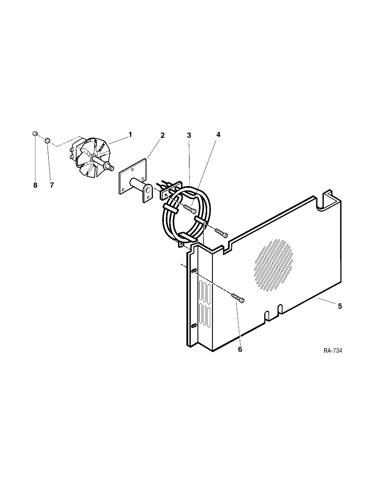 CONVECTION MOTOR Diagram and Parts List for 12891-2  General Electric Range