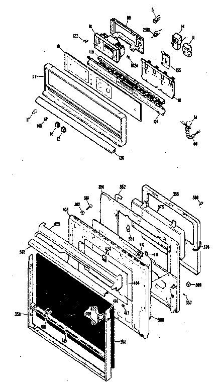 Control & Door Diagram and Parts List for JKP07G0J3  General Electric Wall Oven