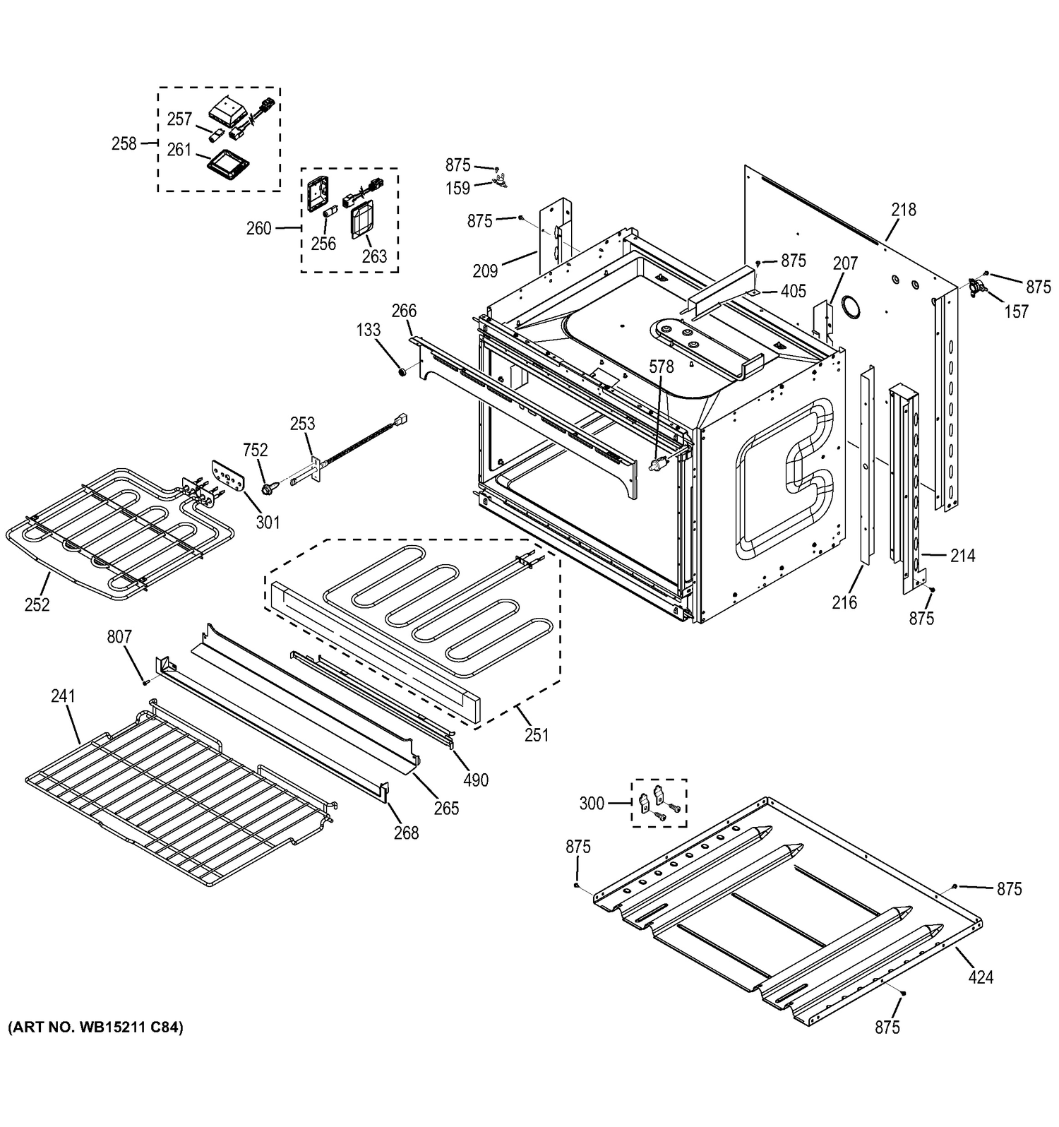 LOWER OVEN Diagram and Parts List for JK5500DF4BB  General Electric Wall Oven