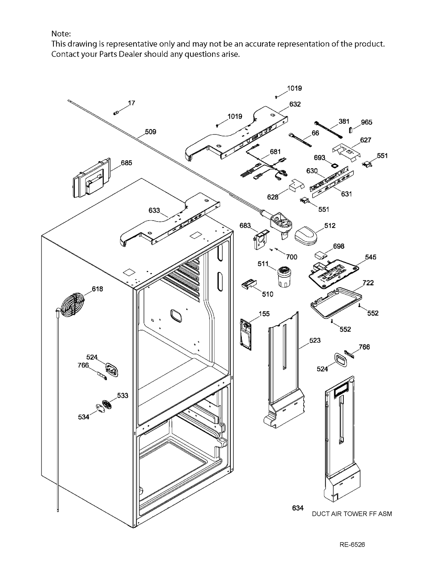 FUNCTIONAL PARTS FF Diagram and Parts List for PNE21KSKAKSS  General Electric Refrigerator