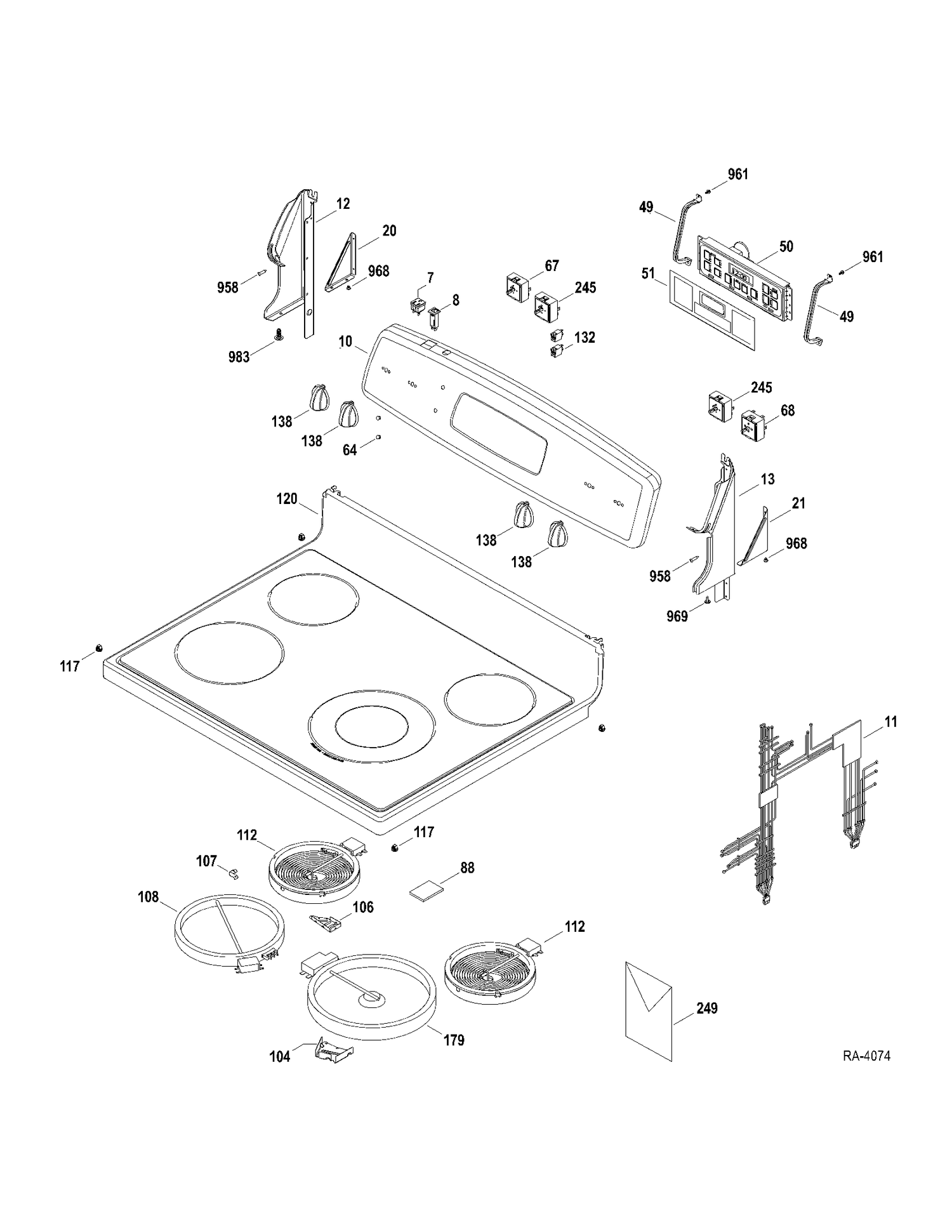 CONTROLS-COOKTOP Diagram and Parts List for JCBP67SP4SS  General Electric Range