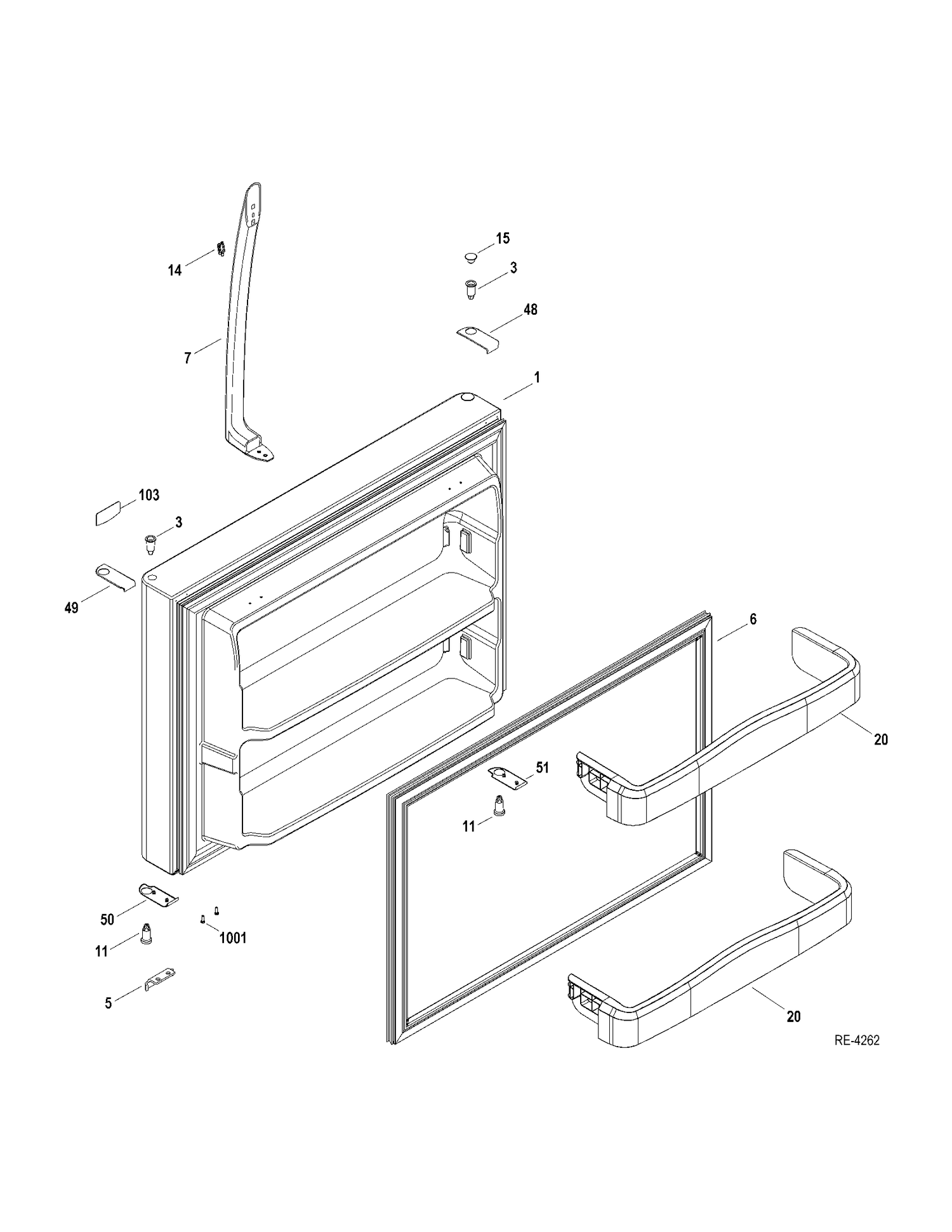 FZ DOOR Diagram and Parts List for MTRC0FAZARWW  General Electric Refrigerator