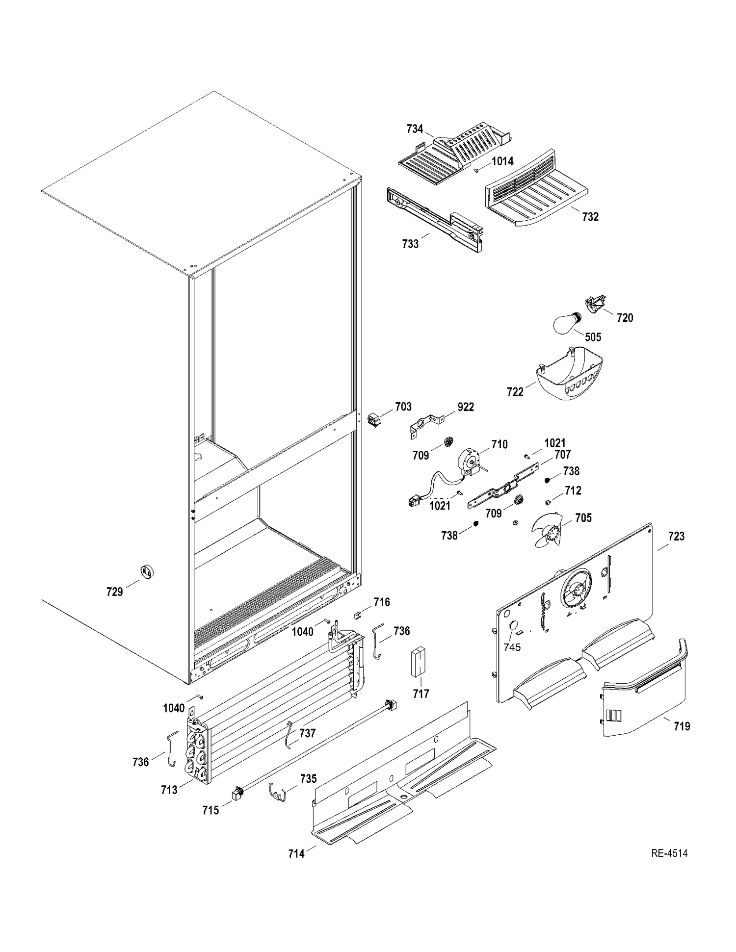 FZ SECTION Diagram and Parts List for GDRC0HBYERWW  General Electric Refrigerator