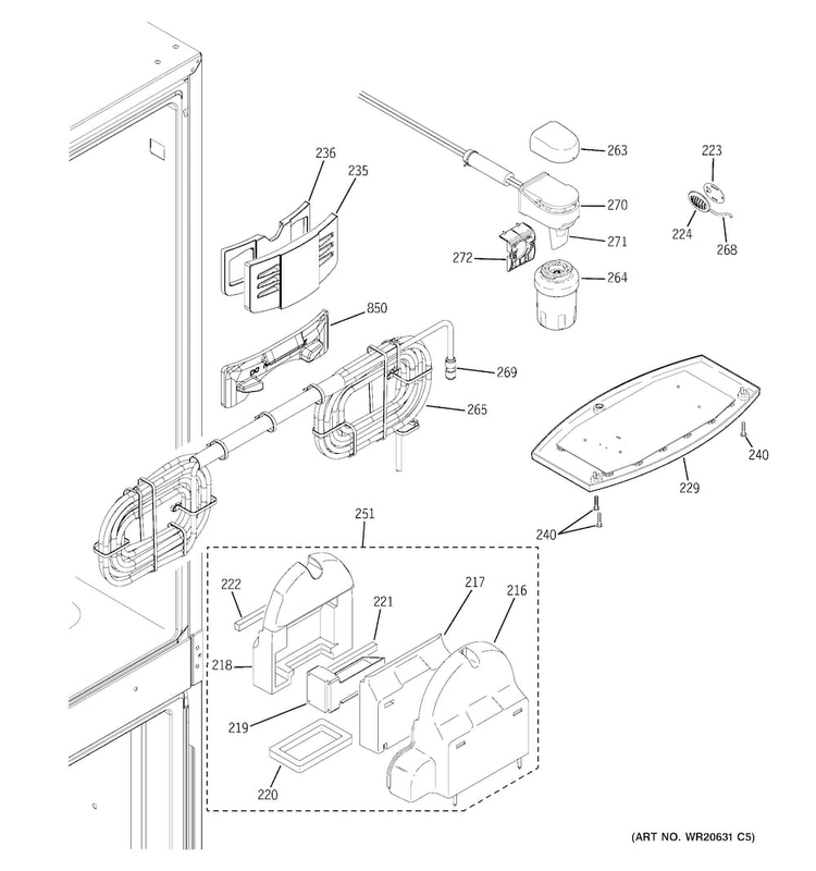Fresh Food Section Diagram and Parts List for PFCS1PJZHSS  General Electric Refrigerator