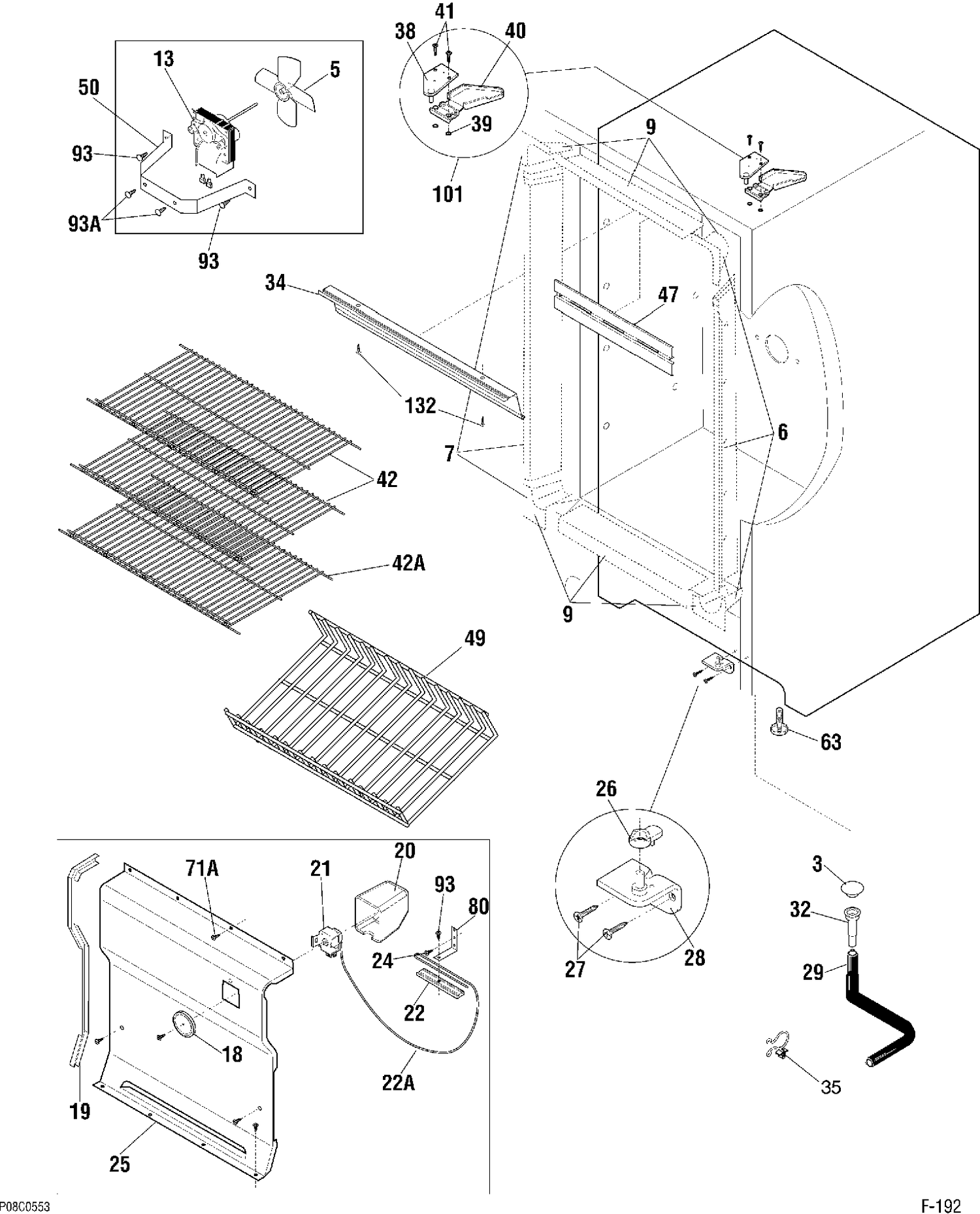 CABINET Diagram and Parts List for 87140-2  General Electric Freezer