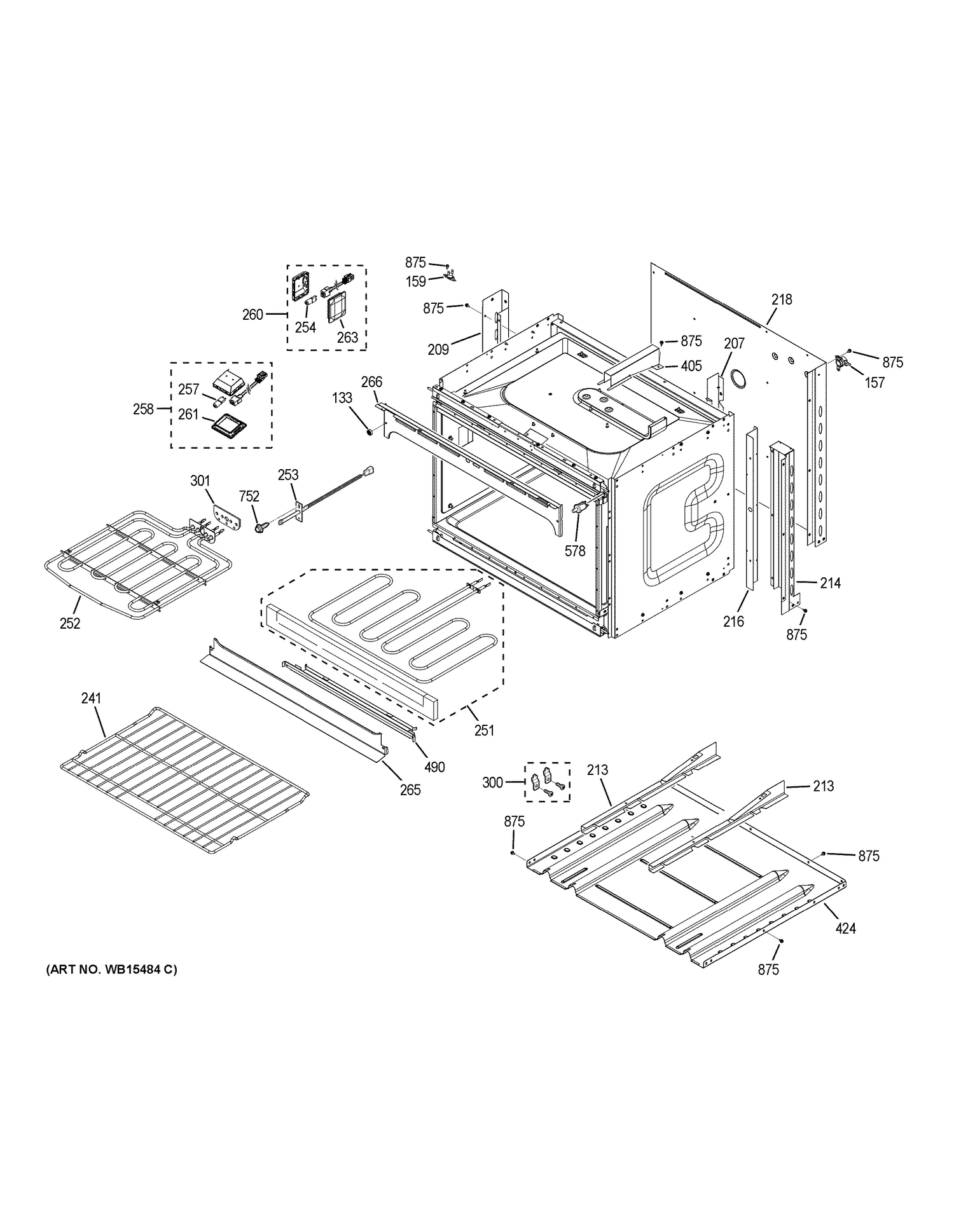 LOWER OVEN Diagram and Parts List for JT5500SF5SS  General Electric Wall Oven