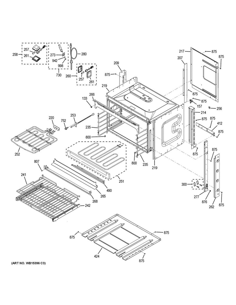 Body Parts Diagram and Parts List for PT7800EK5ES  General Electric Microwave Oven Combo