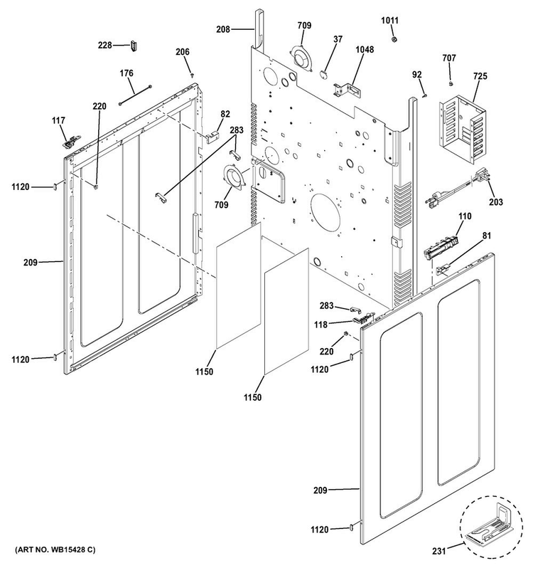 Body Parts Diagram and Parts List for PGB980ZEJ2SS  General Electric Range