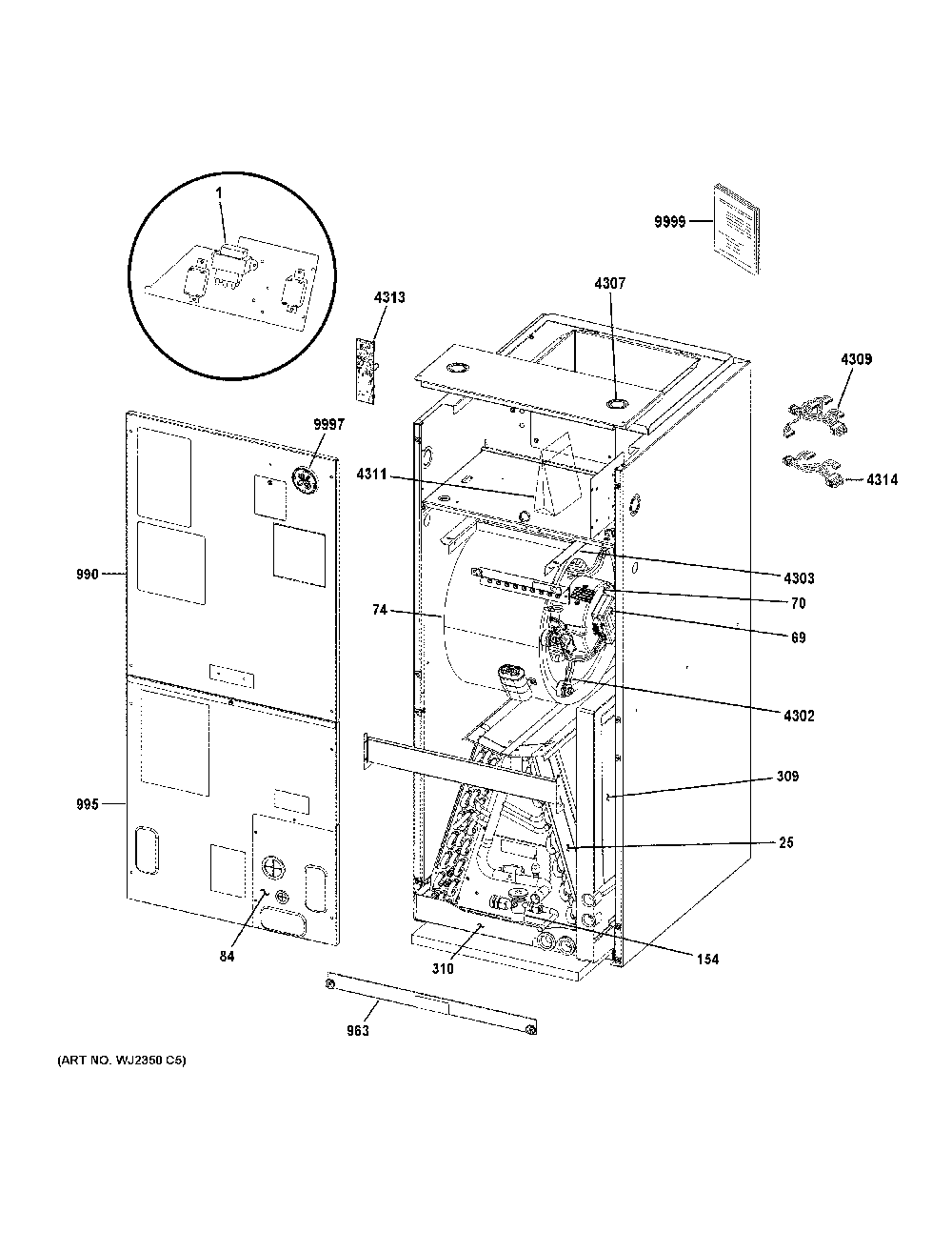 Room Air Conditioner Diagram and Parts List for NAM36V1TA451  General Electric Industrial Fan / Circulator