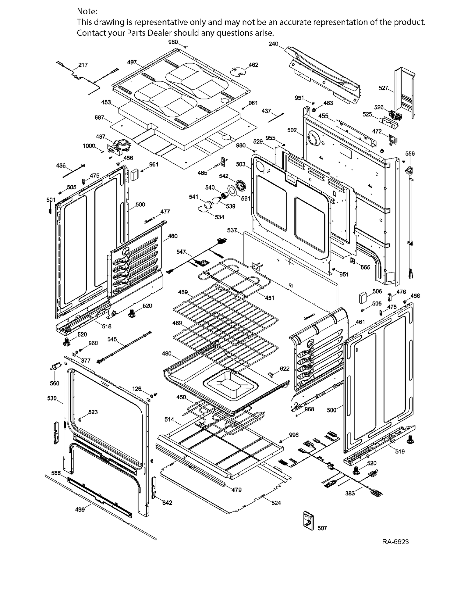 BODY PARTS Diagram and Parts List for JCB530SF2SS  General Electric Range