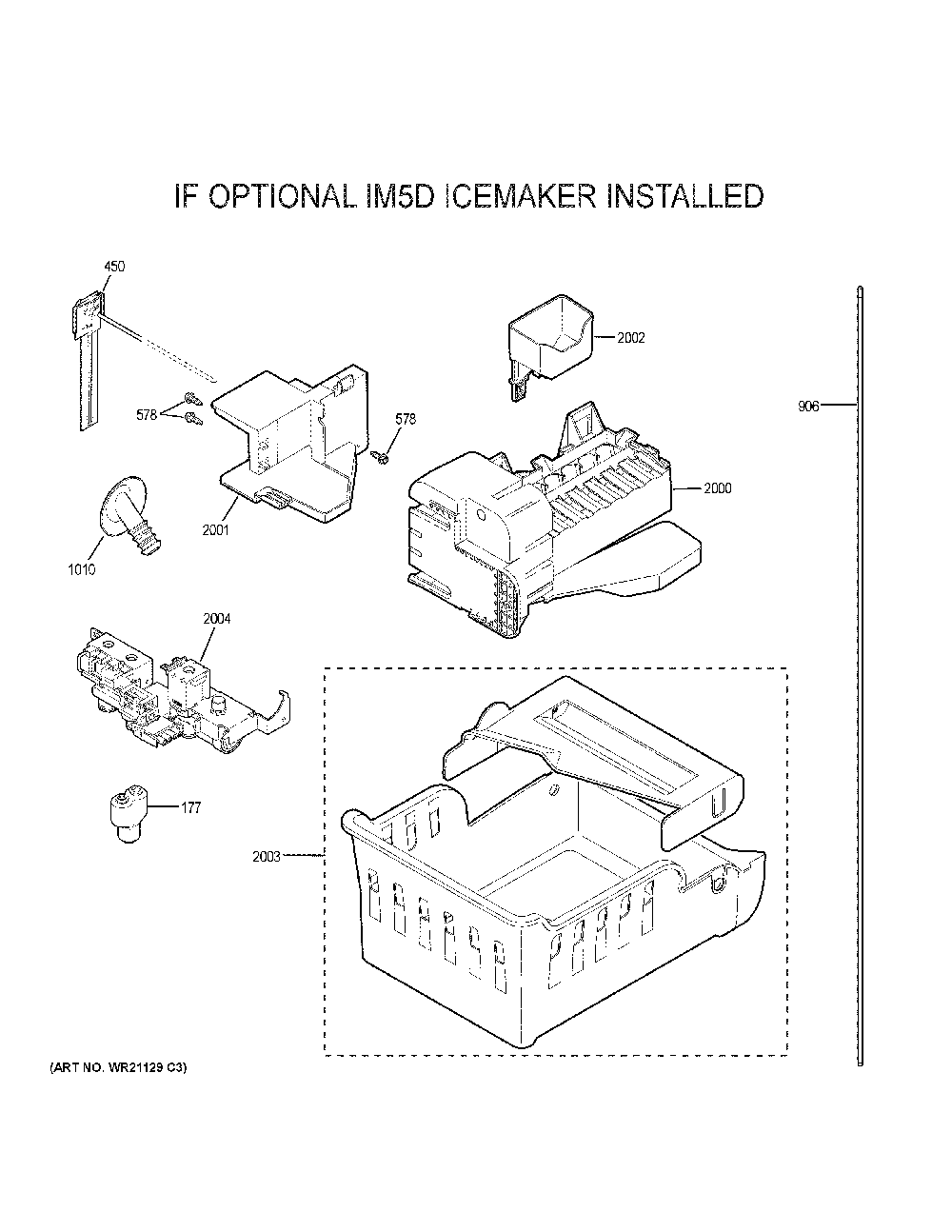 Optional accessories Diagram and Parts List for GFD28GYNEFS  General Electric Refrigerator