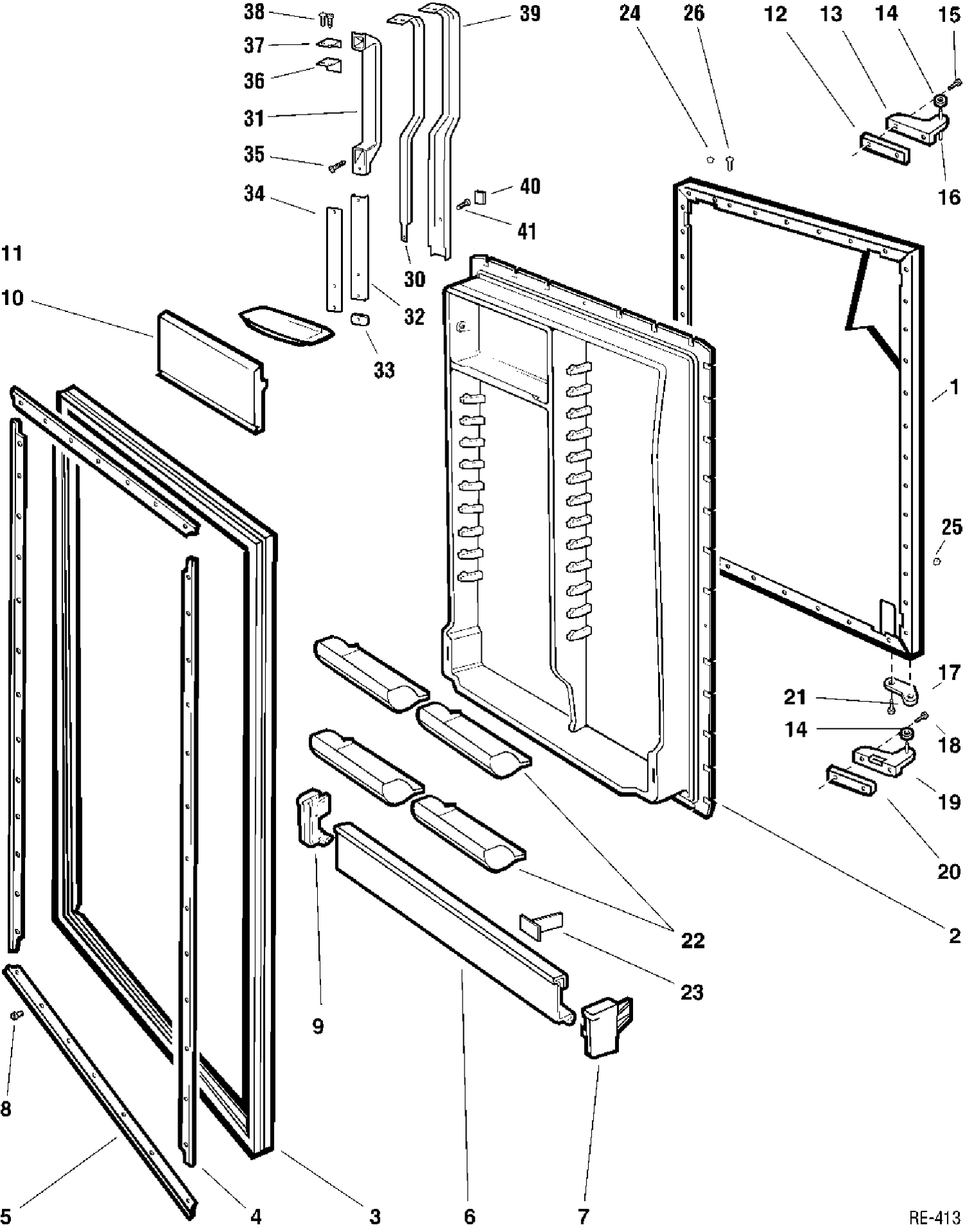 REFRIGERATOR DOOR Diagram and Parts List for LX18JDZRW-1  General Electric Refrigerator