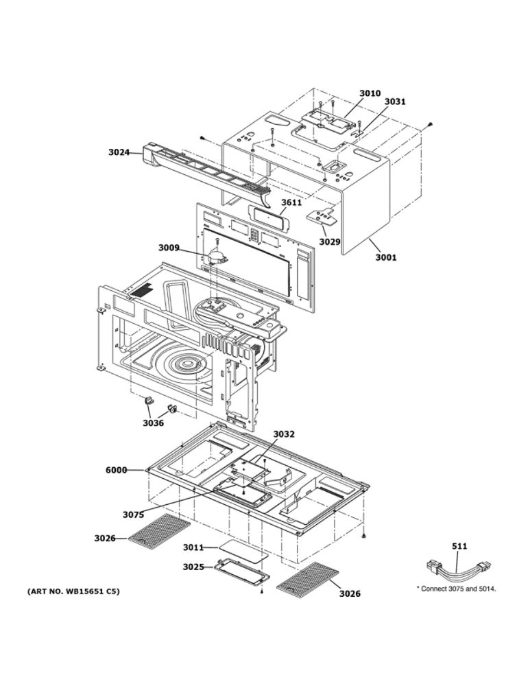 Oven Cavity Parts Diagram and Parts List for PVM9179DK5WW  General Electric Microwave