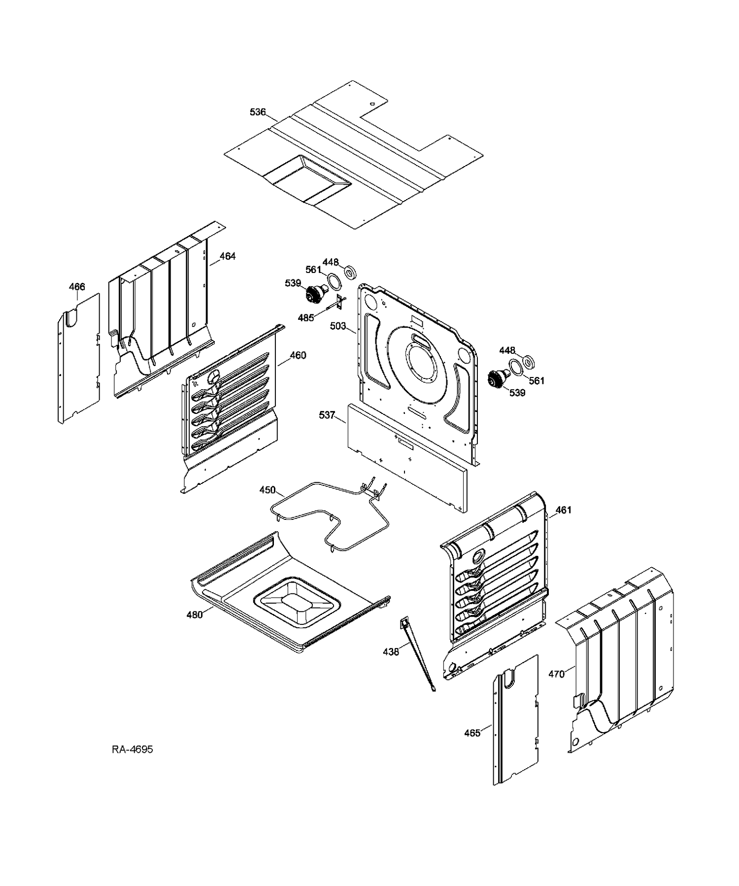 OVEN CAVITY Diagram and Parts List for PC2B930DET1BB  General Electric Range