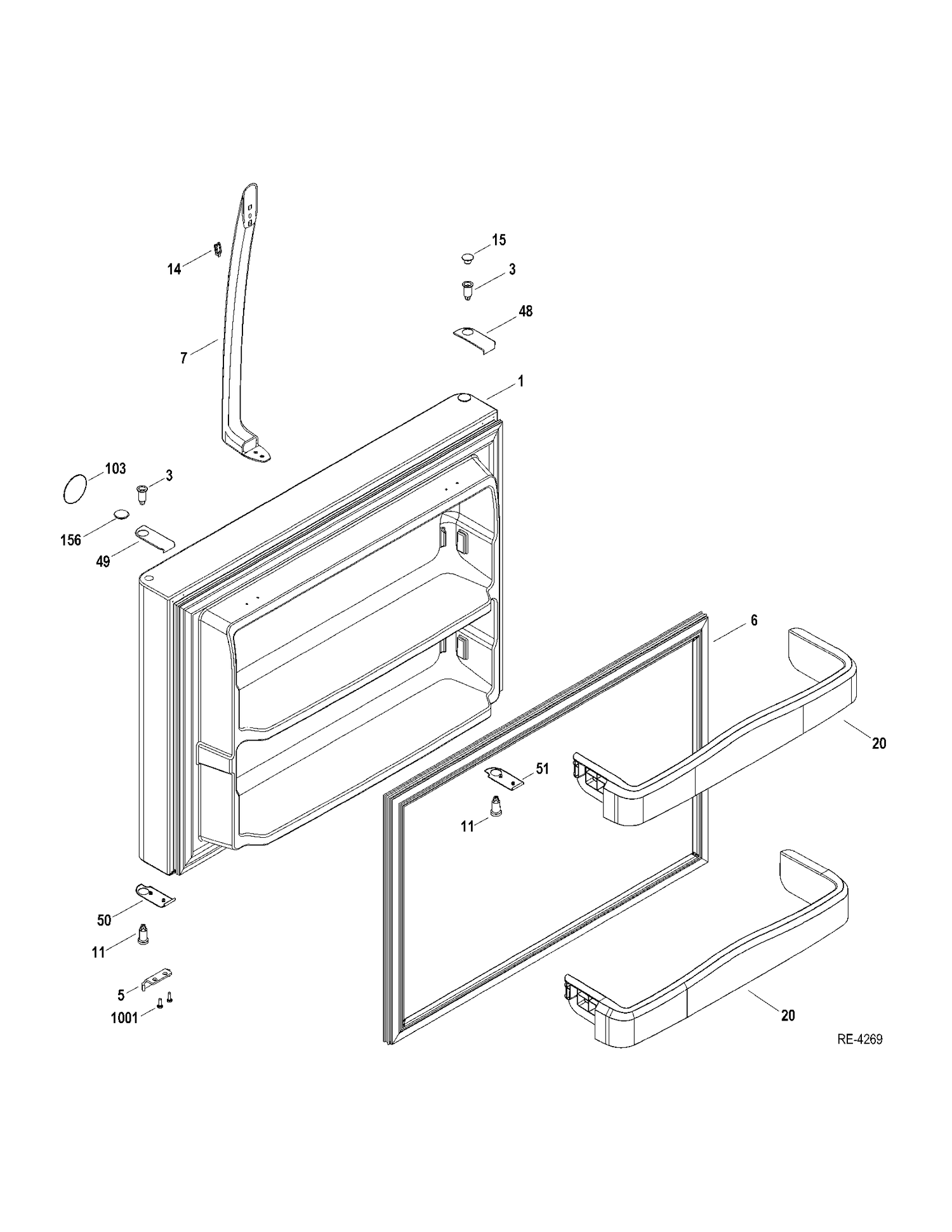 FZ DOOR Diagram and Parts List for GTRC0GAZARWW  General Electric Refrigerator