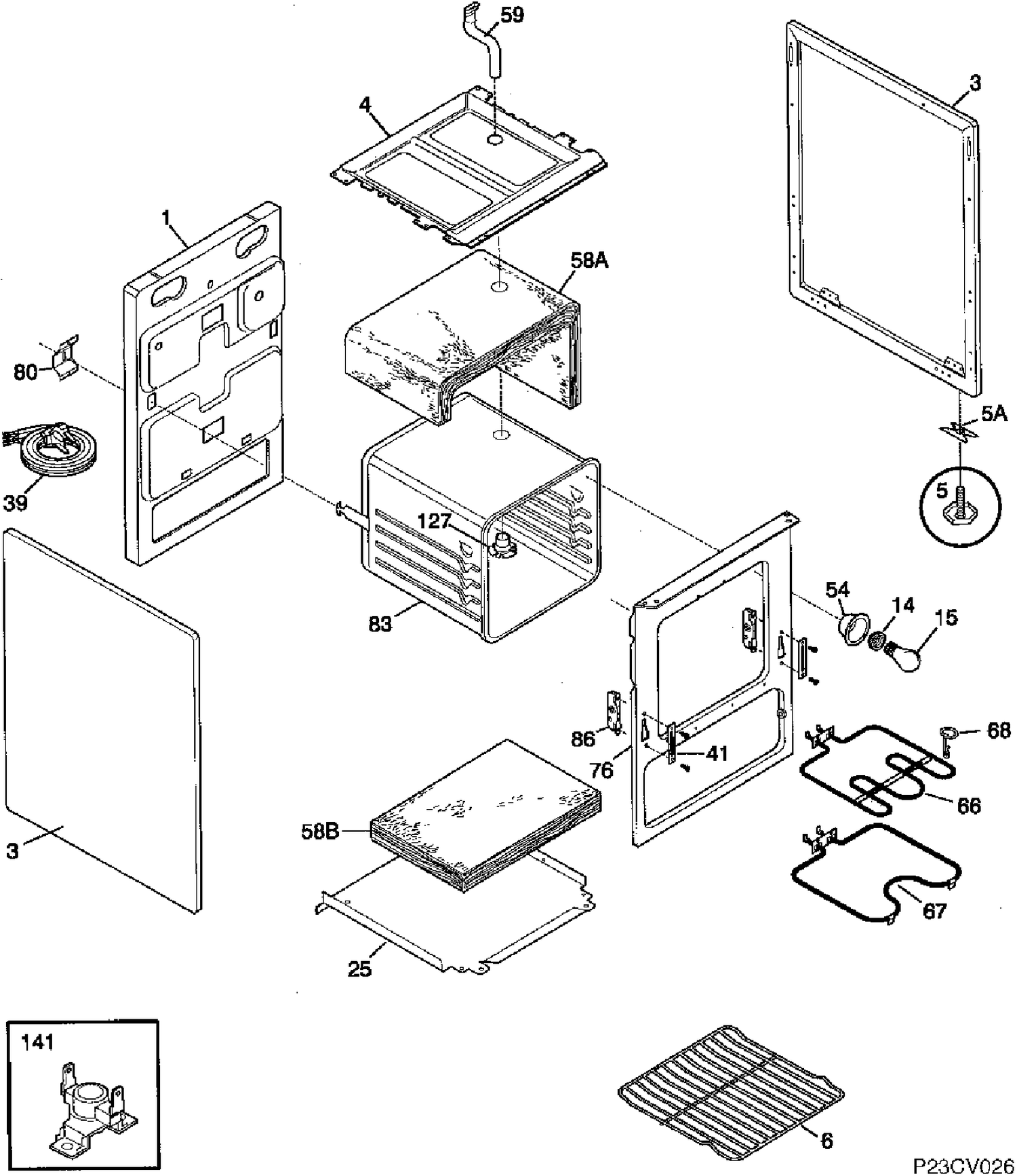 OVEN BODY Diagram and Parts List for CRMF2150TM-1  General Electric Range