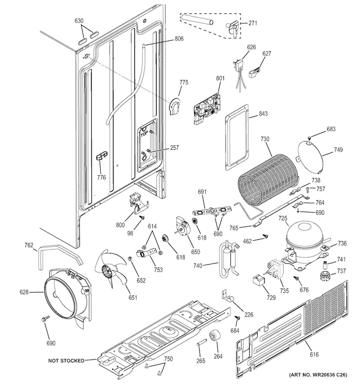Machine Compartment Diagram and Parts List for GSE22ETHCBB  General Electric Refrigerator