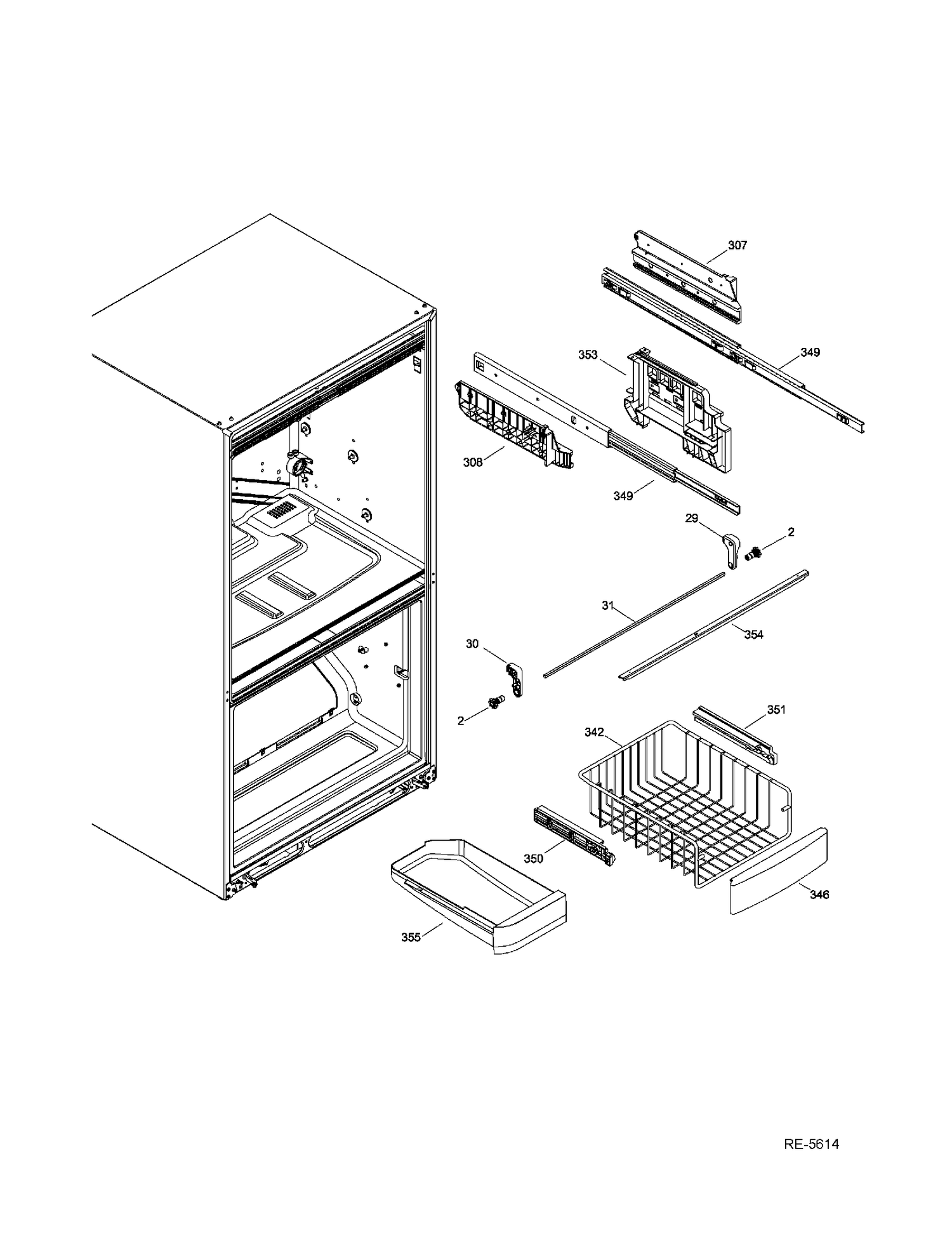 FZ BASKETS Diagram and Parts List for PDR20KSEALES  General Electric Refrigerator