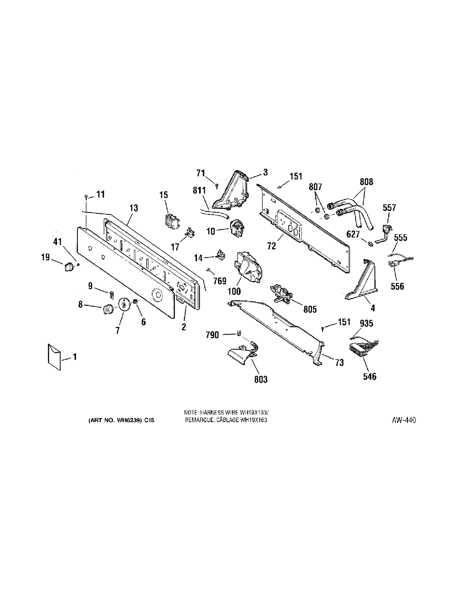 CONTROL GROUP Diagram and Parts List for 56251B0WW  General Electric Washer