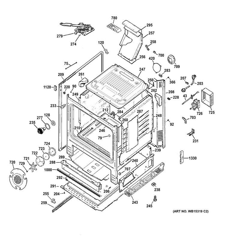 Body Parts Diagram and Parts List for JGB770SEF1SS  General Electric Range