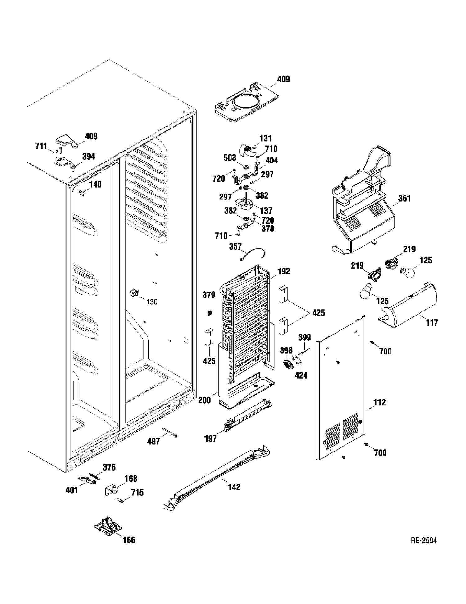 FZ SECTION Diagram and Parts List for DSR25UGTABB  General Electric Refrigerator